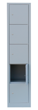 5-tueriger Faecherschrank mit Zylinderschloss und Sockel : 1 Abteil mit 5 Faechern (400 mm pro Abteil)